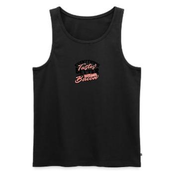 mit Speck schmeckt alles besser - Bacon - Männer Premium Bio Tank Top - Schwarz - Vorne - Michal (187cm)