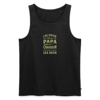 Papa, Roi du Barbeuc Barbecue BBQ Humour Vacances - Men's Premium Organic Tank Top - black - Front - AI Model Male 178 light (178cm)