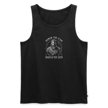 Wikinger Spruch, Honor The Clan, Norse Viking - Männer Premium Bio Tank Top - Schwarz - Vorne - Michal (187cm)