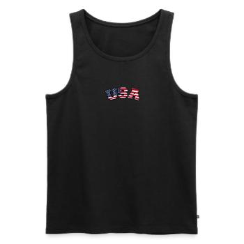 États-Unis - Patriotisme - Débardeur bio Premium Homme - noir - Devant - Michal (187cm)