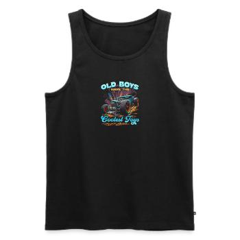 Hot Rod Grandpa, Old Boys Coolest Toys, Muscle Car - Débardeur bio Premium Homme - noir - Devant - AI Model Male 178 light (178cm)