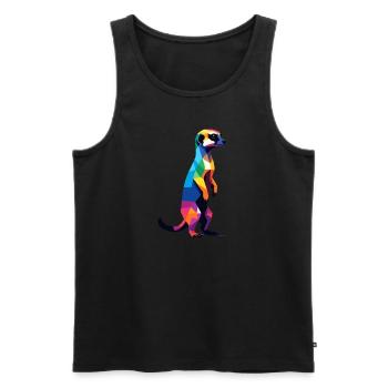 Erdmännchen in großen Pixeln Cool, Savannah Bunt - Männer Premium Bio Tank Top - Schwarz - Vorne - AI Model Male 178 light (178cm)