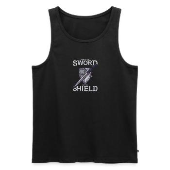 Trust in the sword, not the shield - Shield - Men's Premium Organic Tank Top - black - Front - AI Model Male 178 light (178cm)