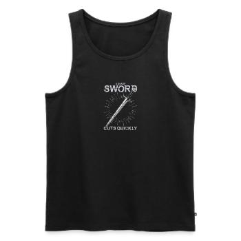 A sharp sword cuts quickly - Shield - Men's Premium Organic Tank Top - black - Front - AI Model Male 178 light (178cm)