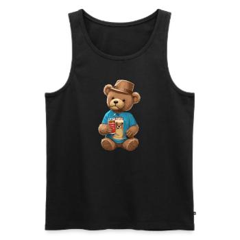 Nounours - Débardeur bio Premium Homme - noir - Devant - AI Model Male 178 light (178cm)