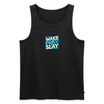 wake. pray. slay. - Motivation - Men's Premium Organic Tank Top - black - Front - Michal (187cm)