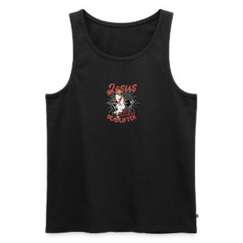Jésus, l’ultime soulevé de terre - Foi - Débardeur bio Premium Homme - noir - Devant - Michal (187cm)