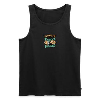 Excusez-moi pendant que je voyage dans le monde - Aventure - Débardeur bio Premium Homme - noir - Devant - AI Model Male 178 light (178cm)