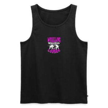 WRESTLING MOM LIKE A REGULAR MOM BUT LOUDER - Men's Premium Organic Tank Top - black - Front - AI Model Male 178 light (178cm)