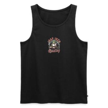 LEAP INTO READING - Literacy - Men's Premium Organic Tank Top - black - Front - AI Model Male 178 light (178cm)