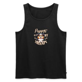 Cute Shetland Sheepdog Puppy Design - Men's Premium Organic Tank Top - black - Front - Michal (187cm)