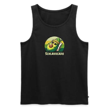 Schlavocado Schlafshirt Nachthemd Pyjama Schlaf - Männer Premium Bio Tank Top - Schwarz - Vorne - Michal (187cm)