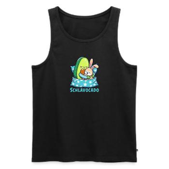 Schlavocado Schlafshirt Nachthemd Pyjama Schlafanz - Männer Premium Bio Tank Top - Schwarz - Vorne - Michal (187cm)