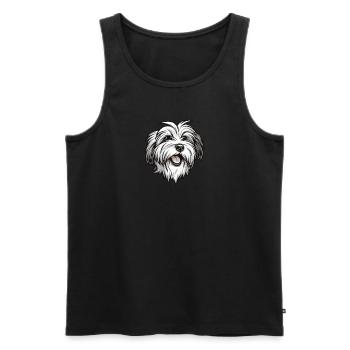 Baumwollhund | Coton de Tulear | Cartoon Artwork - Männer Premium Bio Tank Top - Schwarz - Vorne - Michal (187cm)