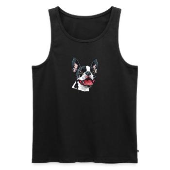 Boston Terrier | Cartoon Artwork - Männer Premium Bio Tank Top - Schwarz - Vorne - Michal (187cm)