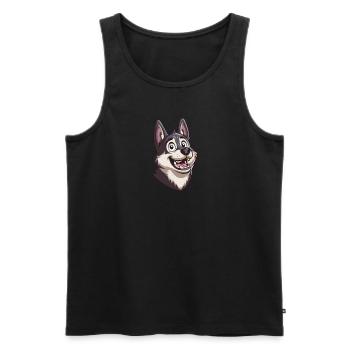 Jämthund Swedish Elkhound Cartoon Artwork - Men's Premium Organic Tank Top - black - Front - Michal (187cm)