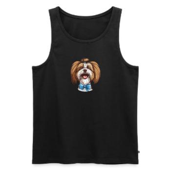Lhasa Apso | Cartoon Artwork - Männer Premium Bio Tank Top - Schwarz - Vorne - AI Model Male 178 light (178cm)