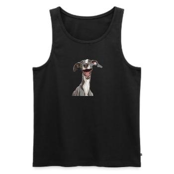 Whippet | Illustration de dessin animé - Débardeur bio Premium Homme - noir - Devant - Michal (187cm)