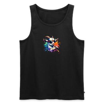 Cute Goats and Drum Farm Motif - Men's Premium Organic Tank Top - black - Front - Michal (187cm)