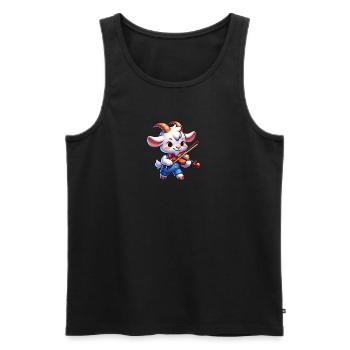 Cute Goat Playing Violin Farm Music - Men's Premium Organic Tank Top - black - Front - Michal (187cm)
