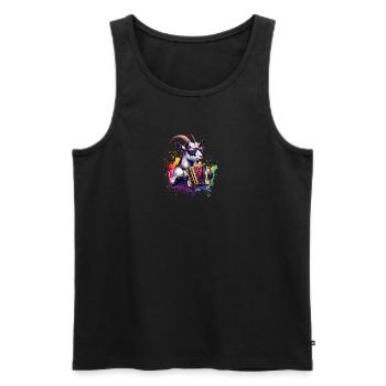 Goat Playing Accordion Music Design - Men's Premium Organic Tank Top - black - Front - Michal (187cm)