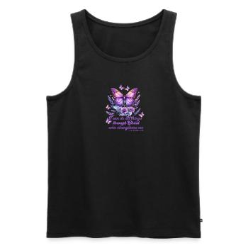All through Christ Phil 4:13 Butterfly - Men's Premium Organic Tank Top - black - Front - AI Model Male 178 light (178cm)