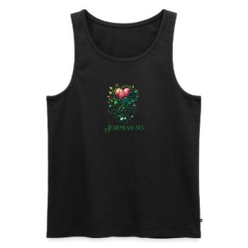 Unerschütterliche Liebe Jeremia 31:3 Botanisches - Männer Premium Bio Tank Top - Schwarz - Vorne - AI Model Male 178 light (178cm)