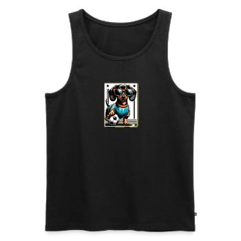 Dackel Fußballspieler Wiener Hund Fan - Männer Premium Bio Tank Top - Schwarz - Vorne - Michal (187cm)