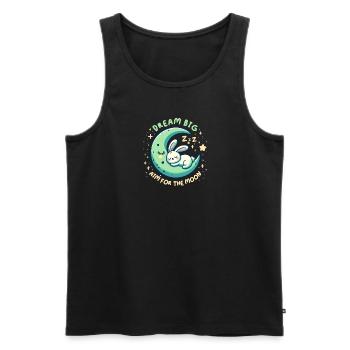 Aim For The Moon. Cute, Tired sleeping Rabbit. - Men's Premium Organic Tank Top - black - Front - AI Model Male 178 light (178cm)