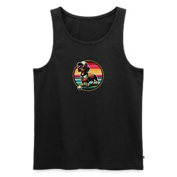 Dachshund Golfer Funny Viennese Dog Golf - Men's Premium Organic Tank Top - black - Front - Michal (187cm)