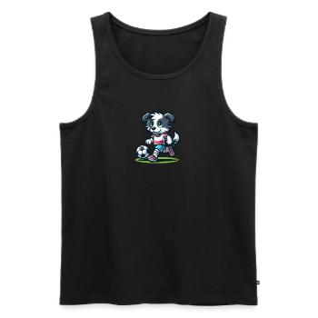 Soccer Playing Dog Drawing - Men's Premium Organic Tank Top - black - Front - AI Model Male 178 light (178cm)