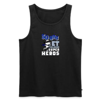 Cadeau homme 50 ans super heros - Débardeur bio Premium Homme - noir - Devant - Michal (187cm)