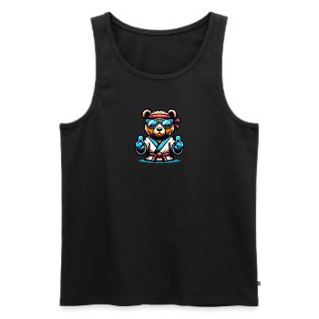 Karate Bear with Sunglasses and Headband - Men's Premium Organic Tank Top - black - Front - AI Model Male 178 light (178cm)
