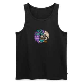 Möpse Und Kaffee Sind Alles, Was Ich Brauche - Männer Premium Bio Tank Top - Schwarz - Vorne - Michal (187cm)