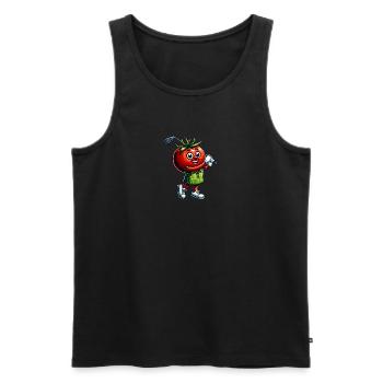 Drôle de tomate de golf en vert look parfait pour - Débardeur bio Premium Homme - noir - Devant - AI Model Male 178 light (178cm)