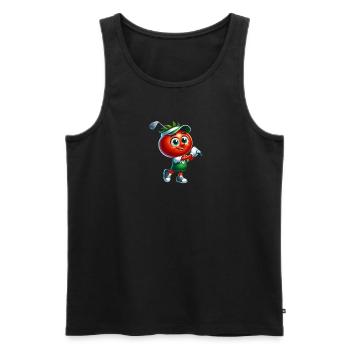 Drôle Golf Tomate Personnage Swinging Joy - Débardeur bio Premium Homme - noir - Devant - Michal (187cm)