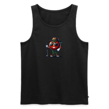 Funny golf tomato with sunglasses and - Men's Premium Organic Tank Top - black - Front - Michal (187cm)