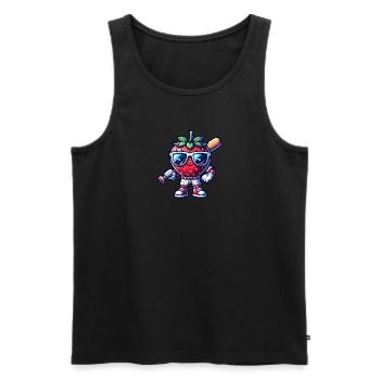 Joueur de baseball fraise sports drôle - Débardeur bio Premium Homme - noir - Devant - Michal (187cm)