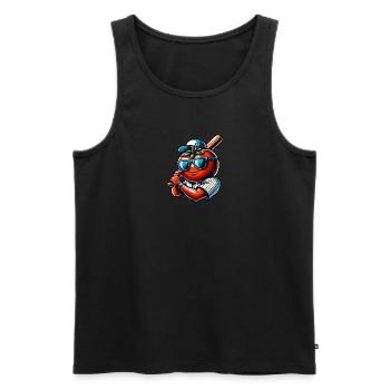 Funny baseball player with tomato - Men's Premium Organic Tank Top - black - Front - Michal (187cm)