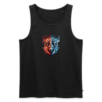 Feu et cerf de glace oeuvre - Débardeur bio Premium Homme - noir - Devant - Michal (187cm)