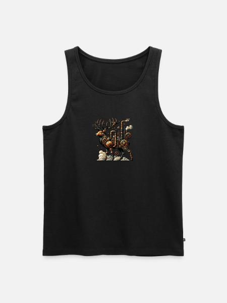 Faszinierender Steampunk Hirsch mit Zahnrädern - Männer Premium Bio Tank Top - Schwarz