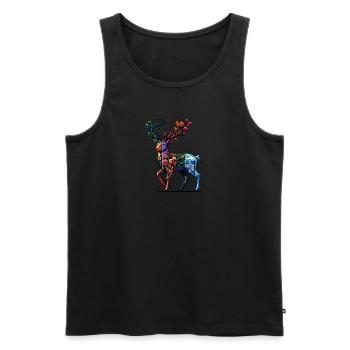 Farbenfroher Hirsch Mit Jahreszeiten-Motiv - Männer Premium Bio Tank Top - Schwarz - Vorne - Michal (187cm)
