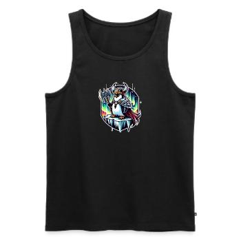 Wikinger Pinguin auf Abenteuerreise - Männer Premium Bio Tank Top - Schwarz - Vorne - Michal (187cm)