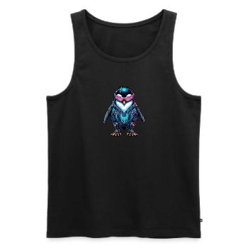 Futuristischer Cyberpunk-Pinguin - Männer Premium Bio Tank Top - Schwarz - Vorne - AI Model Male 178 light (178cm)