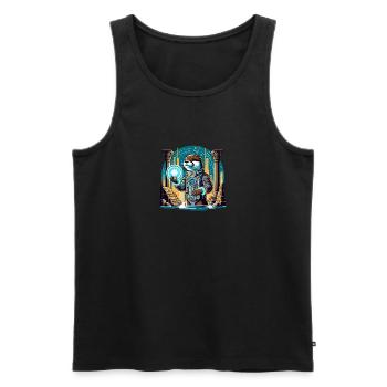 Loutre futuriste aventurier de l’espace - Débardeur bio Premium Homme - noir - Devant - AI Model Male 178 light (178cm)