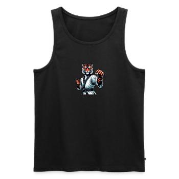 Karaté Tiger en mode Combat - Débardeur bio Premium Homme - noir - Devant - AI Model Male 178 light (178cm)