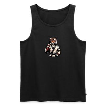 Tiger Im Karate-Gi Mit Entschlossenem Blick - Männer Premium Bio Tank Top - Schwarz - Vorne - AI Model Male 178 light (178cm)