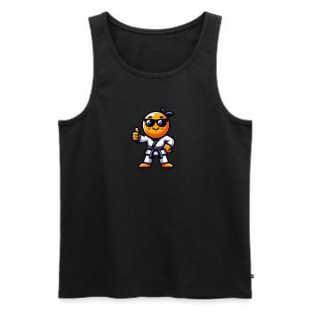 Karaté Orange avec lunettes de soleil - Débardeur bio Premium Homme - noir - Devant - Michal (187cm)
