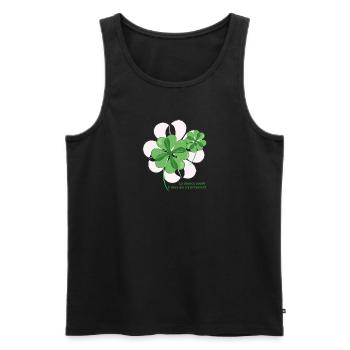 Trefle à 4 feuilles Blanc - Texte vert - Débardeur bio Premium Homme - noir - Devant - Michal (187cm)