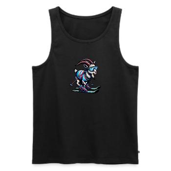 Lustiges Ziegen Skifahren im Schnee - Männer Premium Bio Tank Top - Schwarz - Vorne - Michal (187cm)